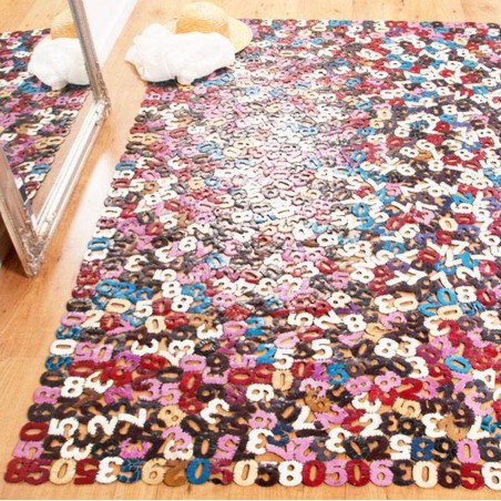 Roto Numbers Patchwork Leather Rug Floor Shot