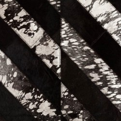 Mono Black & White Patchwork Leather Rug Detail