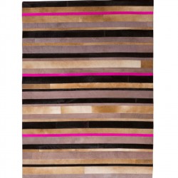 Cowes Patchwork Leather Rug Pink & Brown
