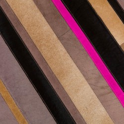 Cowes Patchwork Leather Rug Pink & Brown Detail