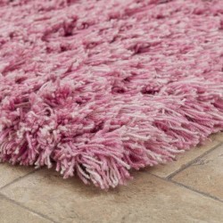 Grampian Shaggy Wool Rug - Pink Edge Detail