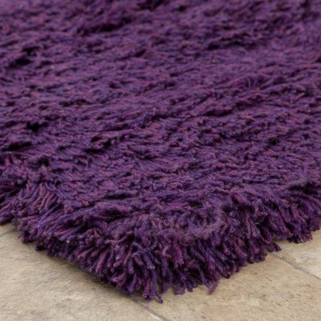 Grampian Shaggy Wool Rug Purple Edge Detail