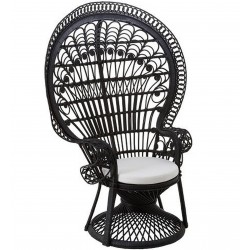 Faiza Peacock Chair, black front angled view