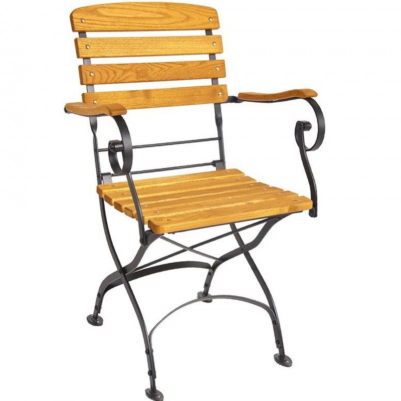 Folding Wooden Garden Arm Chair