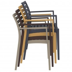Sorano Taupe Plastic Garden Armchair Stacking Feature
