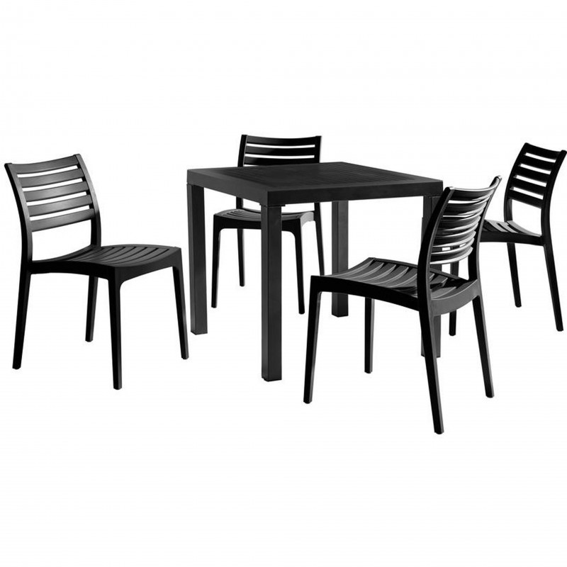 Black Plastic Garden Dining Set Sorano, Plastic Garden Dining Table And Chairs