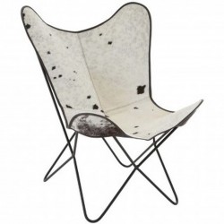 Galey Cowhide Butterfly Chair, front angled view