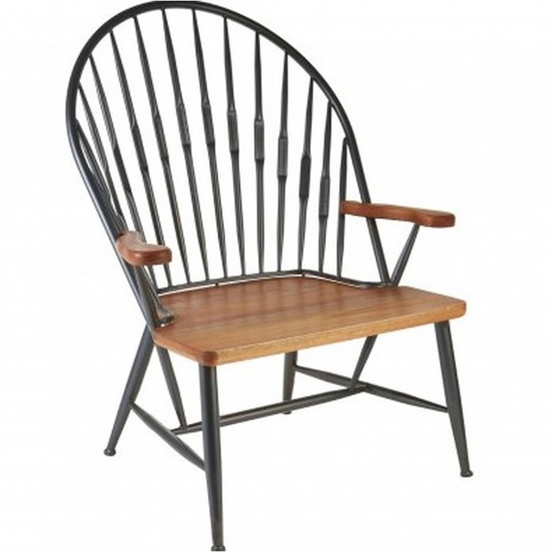 Marsa Walnut and Metal Armchair, front angled view