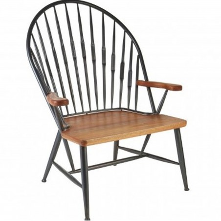 Marsa Walnut and Metal Armchair, front angled view