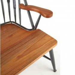 Marsa Walnut and Metal Armchair close up of seat