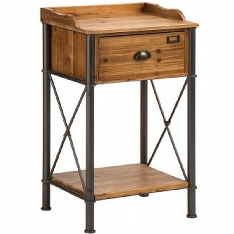 Coombe Industrial Side Table, front angled view