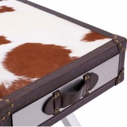 Huxley Cowhide Drawer Table close up of top