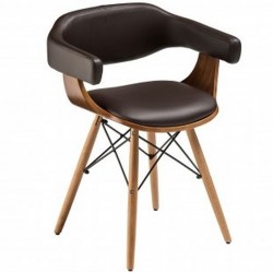Lydiate Faux Leather, Beech Wood Legs Chair Brown