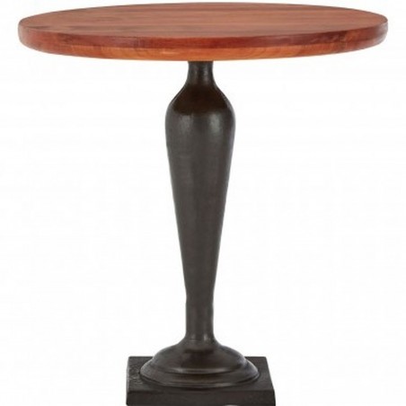 Warton Industrial Style Round Side Table Side View