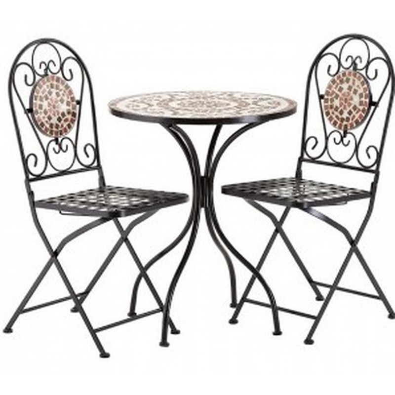 An image of Thiva Terracotta Mosaic 2 Seater Dining set
