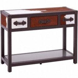 Haze Cowhide Console Table, brown, front angled view