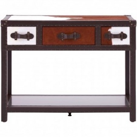 Haze Cowhide Console Table, brown, front view