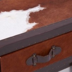 Haze Cowhide Console Table, brown close up of top