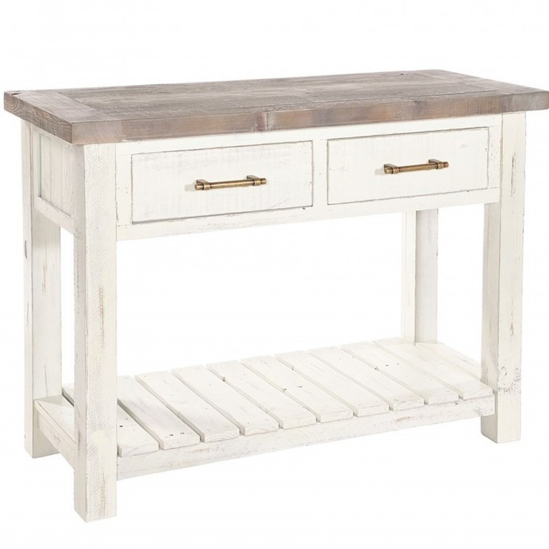Driftwood Distressed White Hallway, Distressed White Wood Console Table