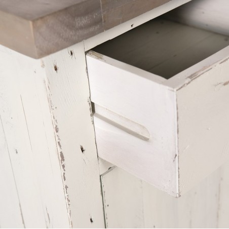 Kingston Driftwood & Distressed White  Storage Chest Drawer detail