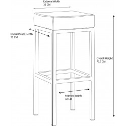 Cube Bar Stool - Dimensions