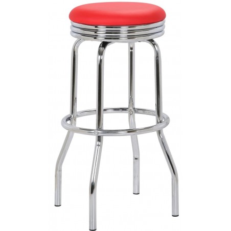 Retro Bar Stool, red front angled view