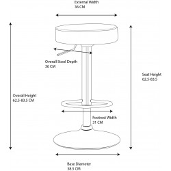 Semplice Bar Stool, measurements