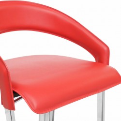 Eleganza Leather Bar Stool - Red seat Detail