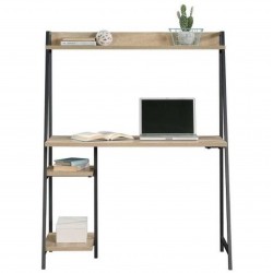 Warehouse Industrial Style Bench Desk with Shelf Mood Shot Front View
