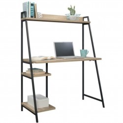 Warehouse Industrial Style Bench Desk with Shelf Mood Shot Angled View
