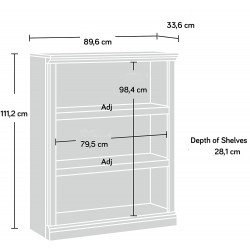 Barrister Modern Salt Oak Three Shelf Bookcase - Dimensions