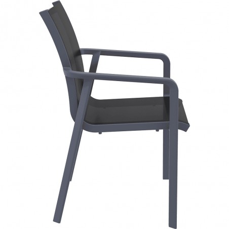 Pacific Outdoor Armchair - Grey/Black Side View