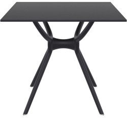Berlin Square Metal Garden Table - Black Front View