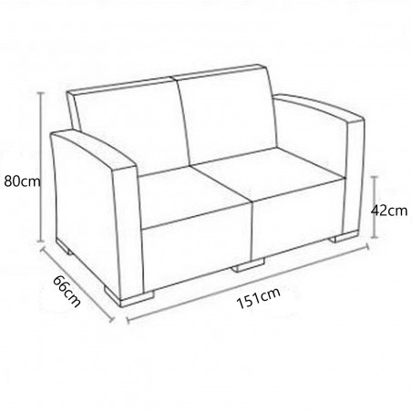 Gorda Rattan Two Seater Sofa- Dimensions