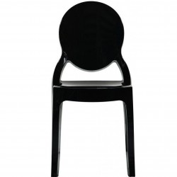 Elizabeth Ghost Style  Plastic Chair - Black Front View