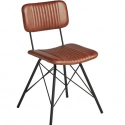 Duke Industrial Leather Dining Chair - Bruciato