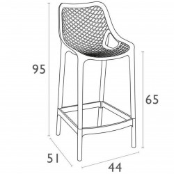 Dylan Indoor and Outdoor 65cm Bar Stool -  Dimensions