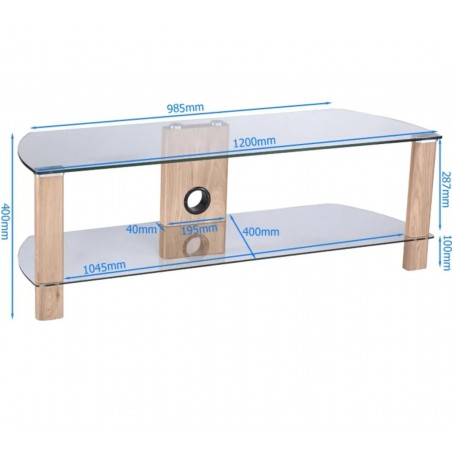 Century 1200  Glass TV Stand - Dimesions