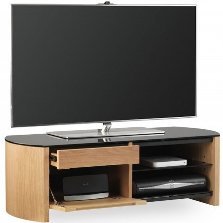 Finewoods Light Oak Wood Veneer TV Storage Unit Open