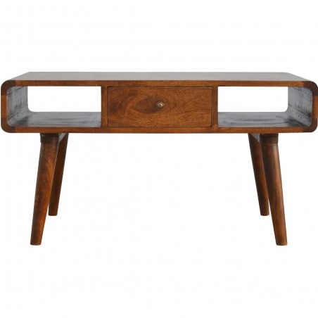 Ecuador 1 Drawer Curved Coffee Table Front View