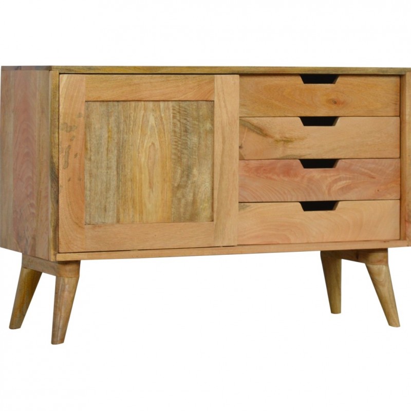 Hadsten Compact Wooden 4 Drawer Sideboard