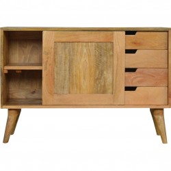 Hadsten Compact Wooden 4 Drawer Sideboard sliding  detail