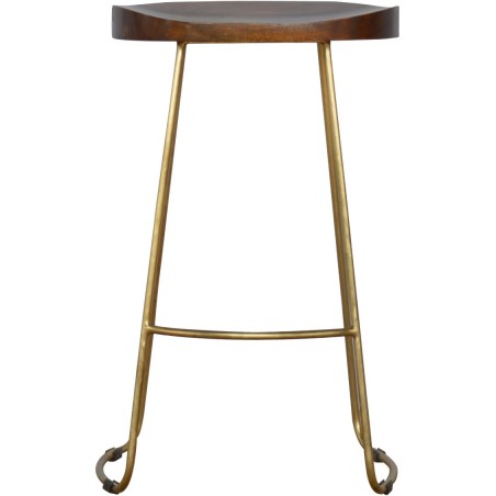 Romiley Metal Bar Stool with Wooden Top Front View