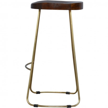 Romiley Metal Bar Stool with Wooden Top Side View