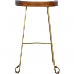 Romiley Metal Bar Stool with Wooden Top Rear View