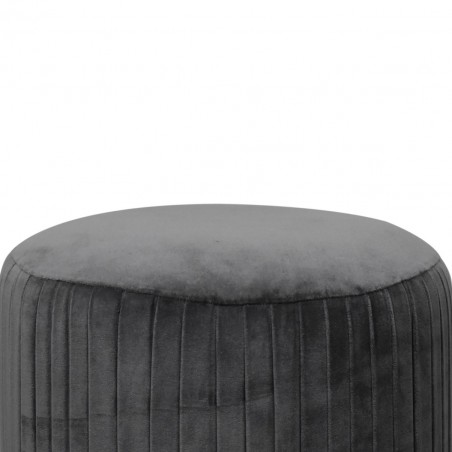 Nava  Velvet Pleated Footstool - Grey top detail