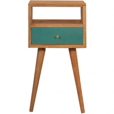 Arron  Small Bedside Table Teal Front View