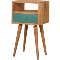 Arron  Small Bedside Table Teal Angled View