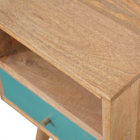 Arron  Small Bedside Table Teal Top detail