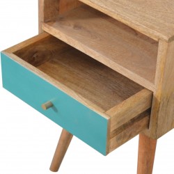 Arron  Small Bedside Table Teal Drawer Detail